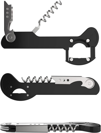 Houseables Wine Opener, Wine Key for Servers, Waiters Corkscrew, Travel Bottle Opener, Cork Screw, with Foil Cutter, Bartenders Tool, Professional, Restaurant, TSA Approved, Portable, Black, 5 1/4"