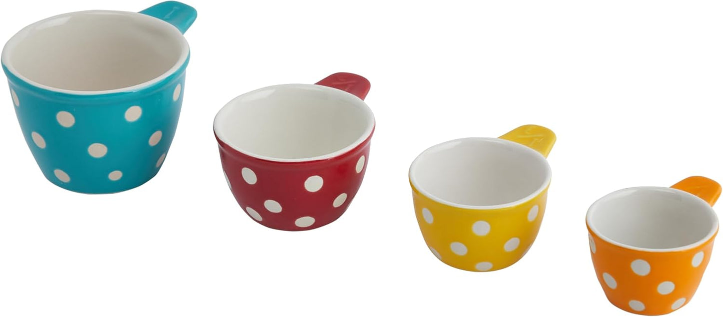 Creative Co-Op Ceramic Measuring Cup, Set of 4, Black and White
