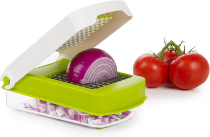 PrepWorks Compact Veggie Chopper – Space-Saving Manual Vegetable Cutter, Easy-to-Use, Stainless Steel Blades, BPA-Free