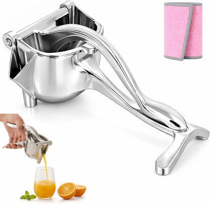 Heavy Duty Cast Iron Juicer Manual Hand Press, Stainless Steel Fruit Juice Squeezer for Lemon & Orange, Citrus Press Juicer (1PC)