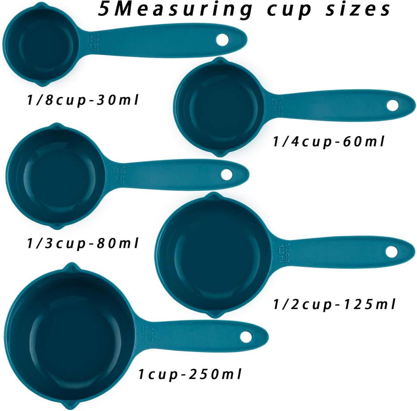 Plastic Measuring Cups and Spoons Set 10, Kids Measuring Cups and Spoons Set for Kitchen & Baking, Engraved US & Metric Plastic Measuring Cup & Spoons for Cooking Measure Use Pink