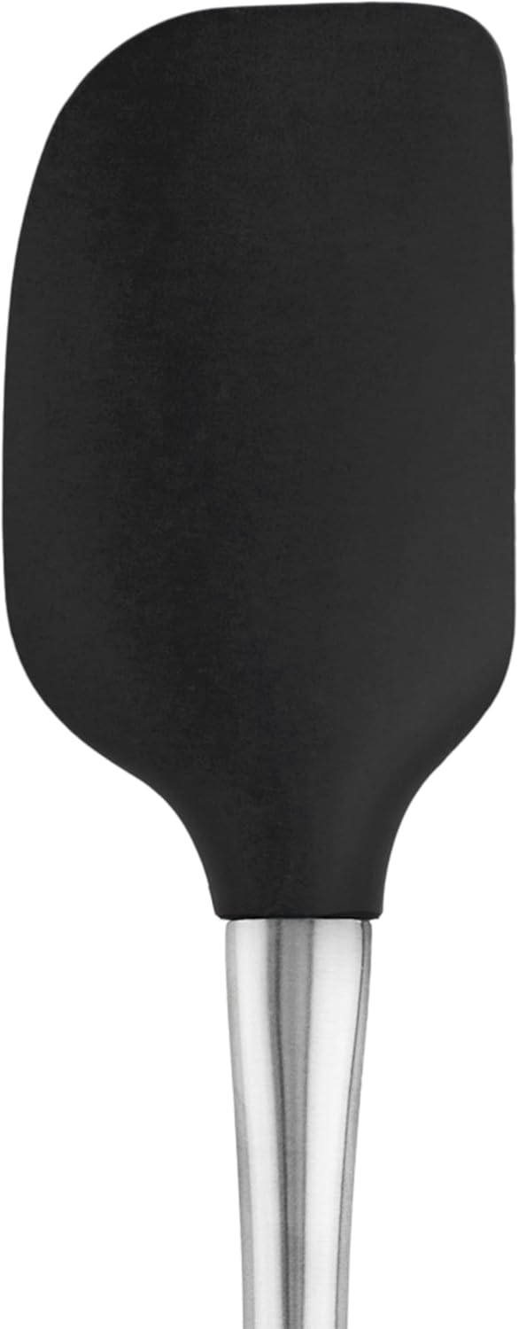 Tovolo Flex Core Silicone Spatula Spoonula Set of 2 for Non Stick Cast Iron Cooking & Baking, Dishwasher Safe Heat Resistant BPA Free Long Stainless Steel Handle Kitchen Utensil, Charcoal Gray