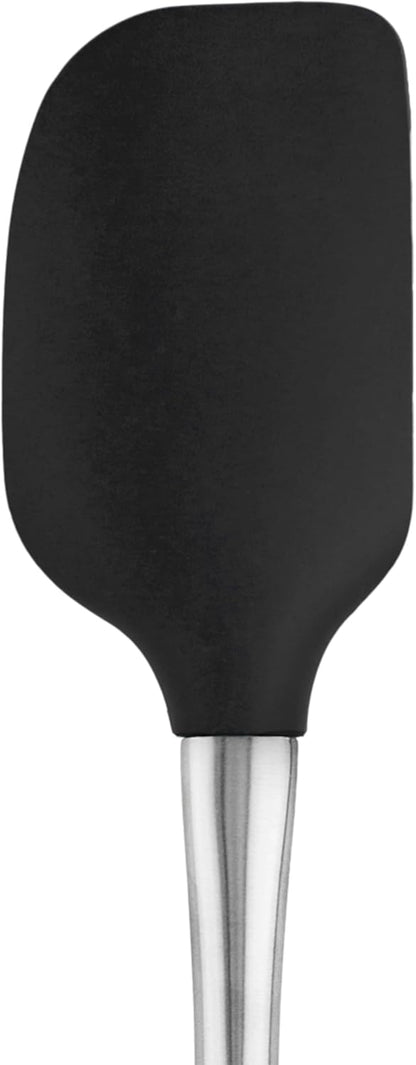 Tovolo Flex Core Silicone Spatula Spoonula Set of 2 for Non Stick Cast Iron Cooking & Baking, Dishwasher Safe Heat Resistant BPA Free Long Stainless Steel Handle Kitchen Utensil, Charcoal Gray