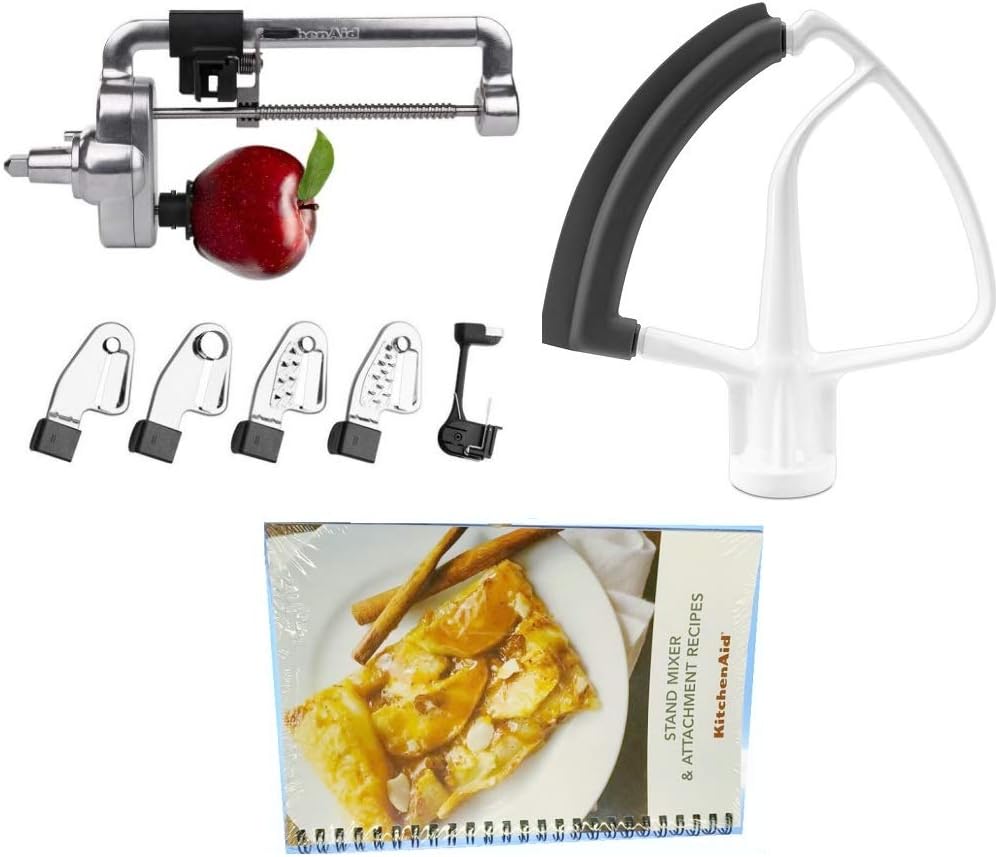 KitchenAid DRTVICE6 Combo Package Spiralizer KSM1APC Flex Edge Beater KFE5T Stand Mixer Attachment Recipe Book