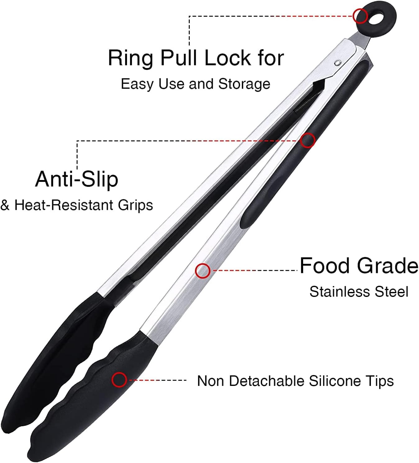 Kitchen Tongs Set of 3, Cooking Tongs with Silicone Tips, Non-Stick Non-Scratch Heat Resistant Tongs for Grilling Cooking BBQ Salad Serving (Multicolor, 7/9/12 Inch)