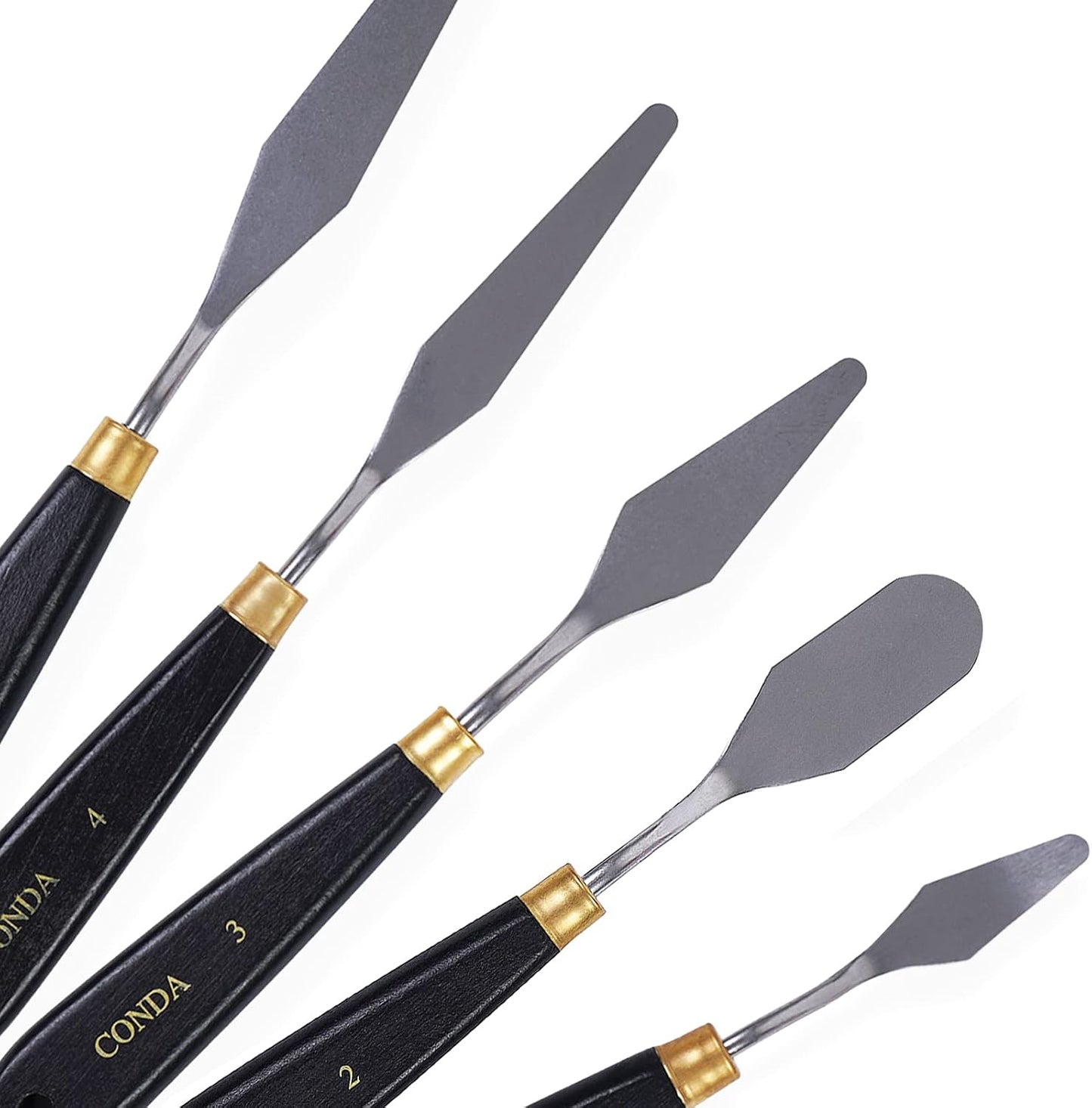 CONDA Palette Knife Painting Stainless Steel Spatula Palette Knife Oil Paint Metal Knives Wood Handle (Red 5 Piece)