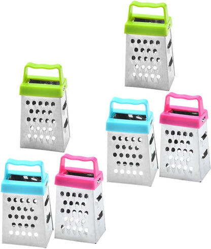 PRETYZOOM Mini Stainless Steel Cheese Grater Box with Non-Slip Handle Multipurpose Hand Grater for Cheese Garlic Ginger and Vegetable Slicing Compact 2.63 Inch Kitchen Shredder Set of 30