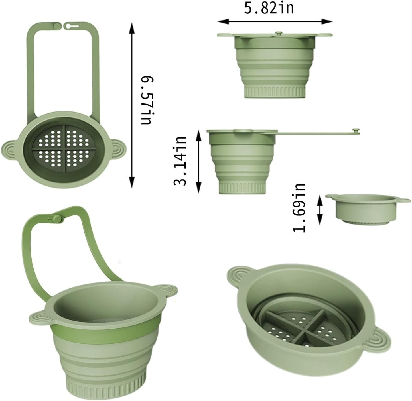 Silicone Faucet Hanging Strainer, Collapsible & Foldable Drain Basket for Sink, Hanging Food Catcher with Faucet Clip, Easy Storage Vegetable Fruit Colander