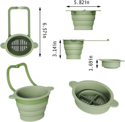Silicone Faucet Hanging Strainer, Collapsible & Foldable Drain Basket for Sink, Hanging Food Catcher with Faucet Clip, Easy Storage Vegetable Fruit Colander