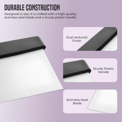 OCS Parts 6-Inch Stainless Steel Dough Cutter and Bench Scraper | White Handle | Cutter for Pizza Dough, Bread, and Pastry Dough | Multipurpose Kitchen Utensil