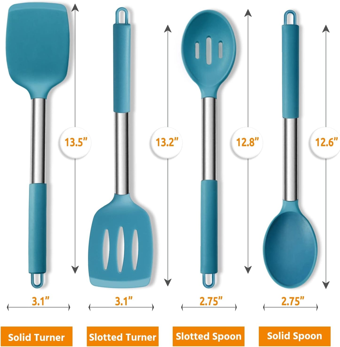 E-far Cooking Utensils Set of 4, Silicone Kitchen Utensils for Non-stick Cookware, Heat Resistant & Non-toxic Slotted Spatula Solid Spoon Turner for Flipping Mixing Serving Basting(Black)