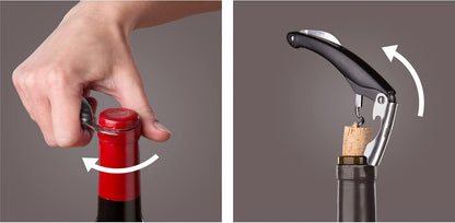 Vacu Vin Winged Corkscrew – Classic Two-Arm Wine Opener with Built-In Bottle Opener – Easy Cork Removal – Durable, Ergonomic Wine Bottle Opener – Ideal for Home, Kitchen & Bar Use