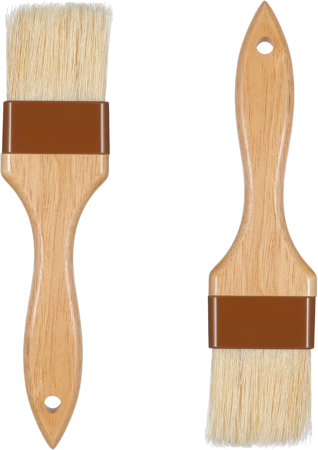 2 Pack Pastry Brushes, Natural Bristle Basting Brush for Baking Cooking, Wooden Handle Oil Brush for Butter Egg Wash Sauce Marinade for Kitchen Baking Tools