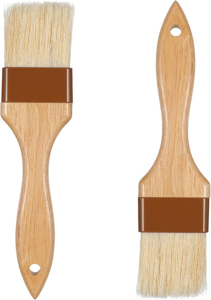 2 Pack Pastry Brushes, Natural Bristle Basting Brush for Baking Cooking, Wooden Handle Oil Brush for Butter Egg Wash Sauce Marinade for Kitchen Baking Tools