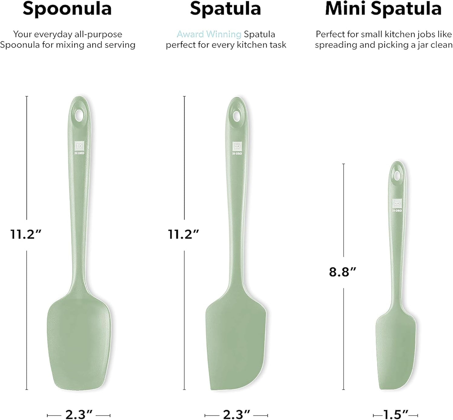 DI ORO Silicone Spatula Set - Rubber Kitchen Spatulas for Baking, Cooking, & Mixing - 600°F Heat-Resistant & BPA Free Silicone Scraper Spatulas for Nonstick Cookware - Dishwasher Safe (3pc, Stone)