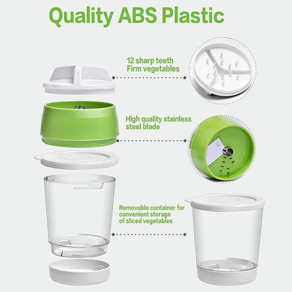 5 in1 Handheld Spiralizer Vegetable Slicer, Green, Plastic, ABS, Stainless Steel