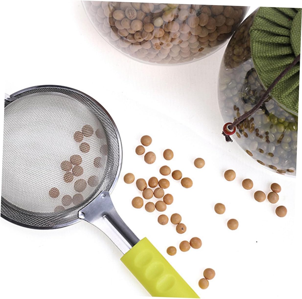 MAGICLULU 2pcs Handheld Flour Sifter Set, Stainless Steel Fine Mesh Powder Strainer, Manual Kitchen Food Colander for Baking, Ergonomic Grip Sieve for Cake Pastry Sifting and Soybean Milk Filtering