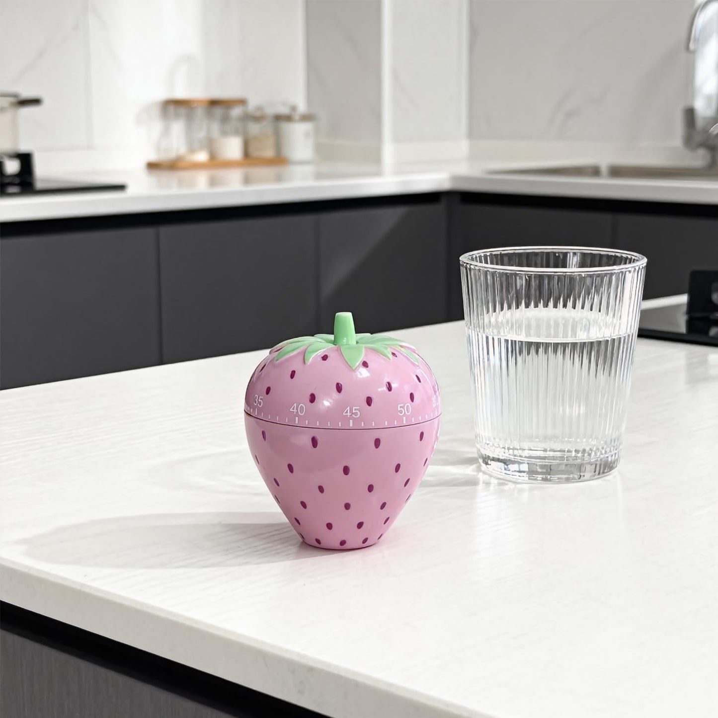 Cute Fruit Cookie Kitchen Timer | Novelty Manual Cooking Alarm | Fun Shaped Mechanical Strawberry Windup for Home Desktop Decor