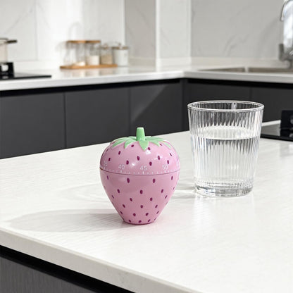 Cute Fruit Cookie Kitchen Timer | Novelty Manual Cooking Alarm | Fun Shaped Mechanical Strawberry Windup for Home Desktop Decor