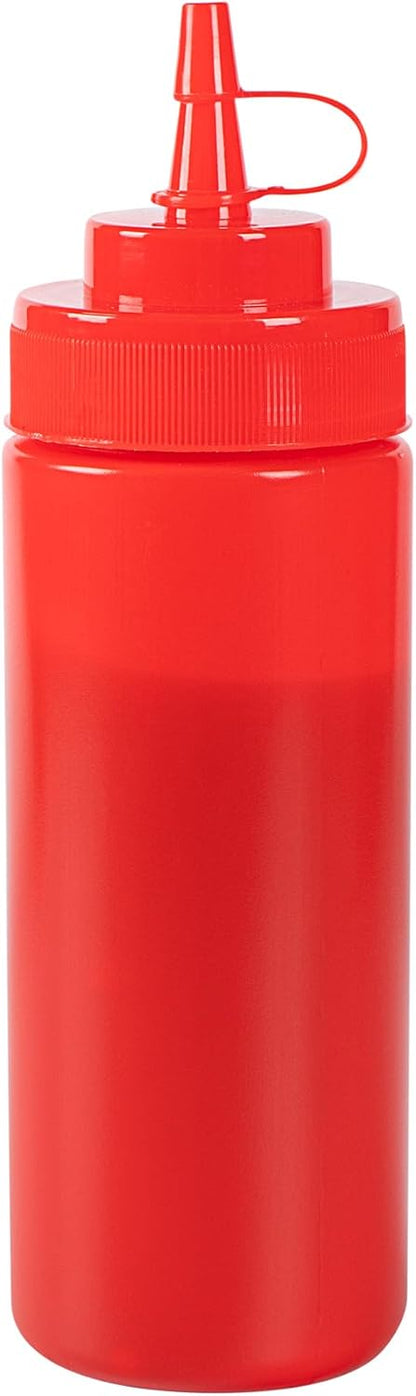 Restaurantware Plastic Squeeze Bottle 20 oz Refillable Condiment Bottle Large Valve Dishwashable Yellow Inverted Sauce Dispenser For Thick Condiments, Dressings, Batter, Sour Cream, And Syrups