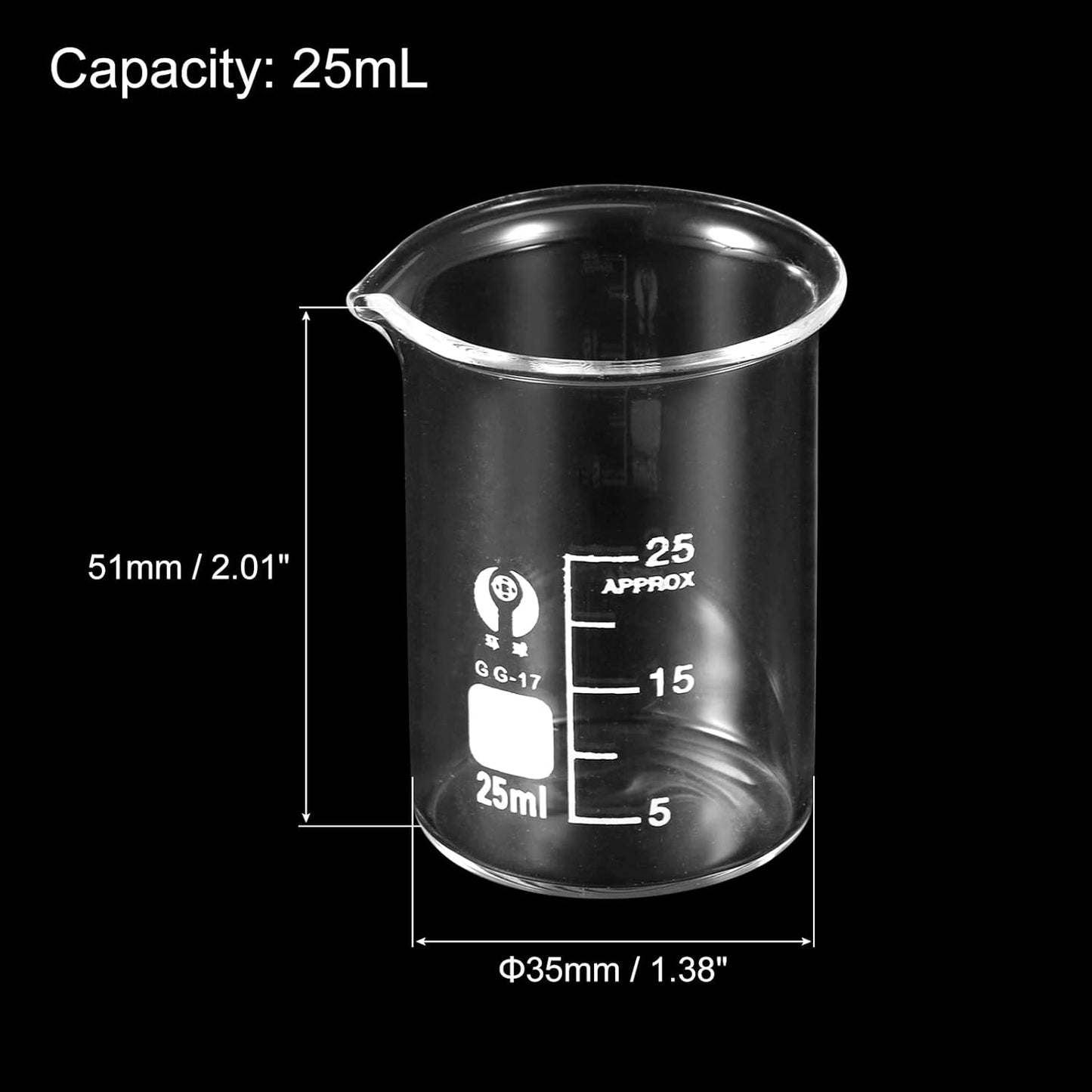 PATIKIL 3Pcs 10ml Low Form Glass Beaker, 3.3 Borosilicate Glass Graduated Printed Scale Measuring Cups with Spout for Kitchen Lab Liquids