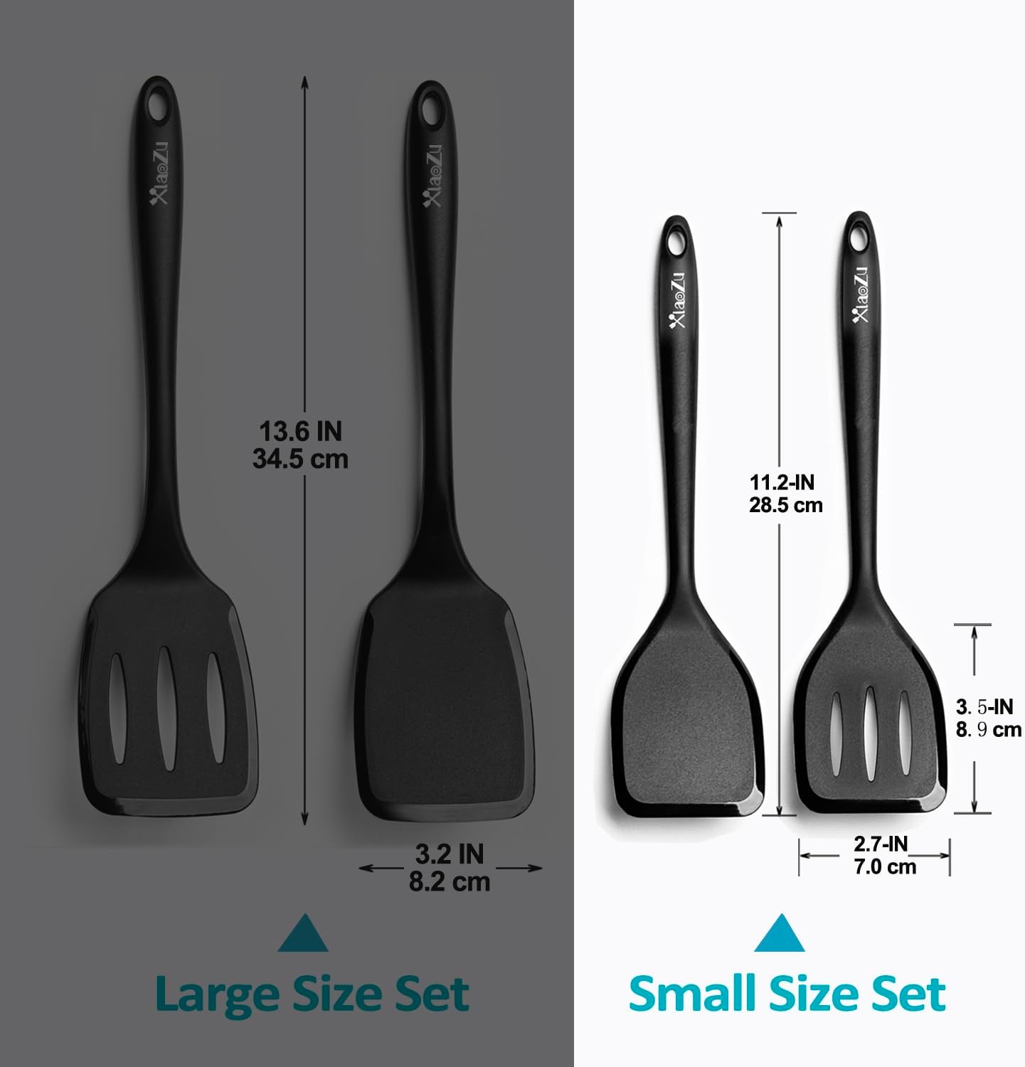 Silicone Spatula Turner Set, High Heat Resistant Spatulas with Seamless One Piece Design, Nonstick Rubber Flippers Utensils for Baking & Cooking,BPA-Free, Starry Blue,11IN