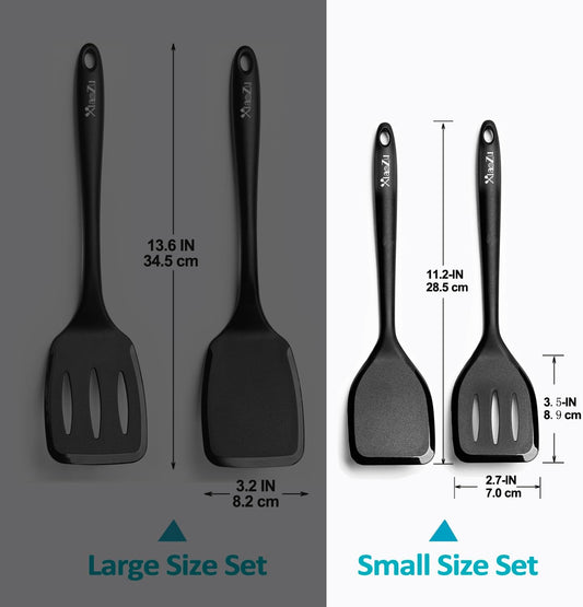 Silicone Spatula Turner Set, High Heat Resistant Spatulas with Seamless One Piece Design, Nonstick Rubber Flippers Utensils for Baking & Cooking,BPA-Free, Starry Blue,11IN