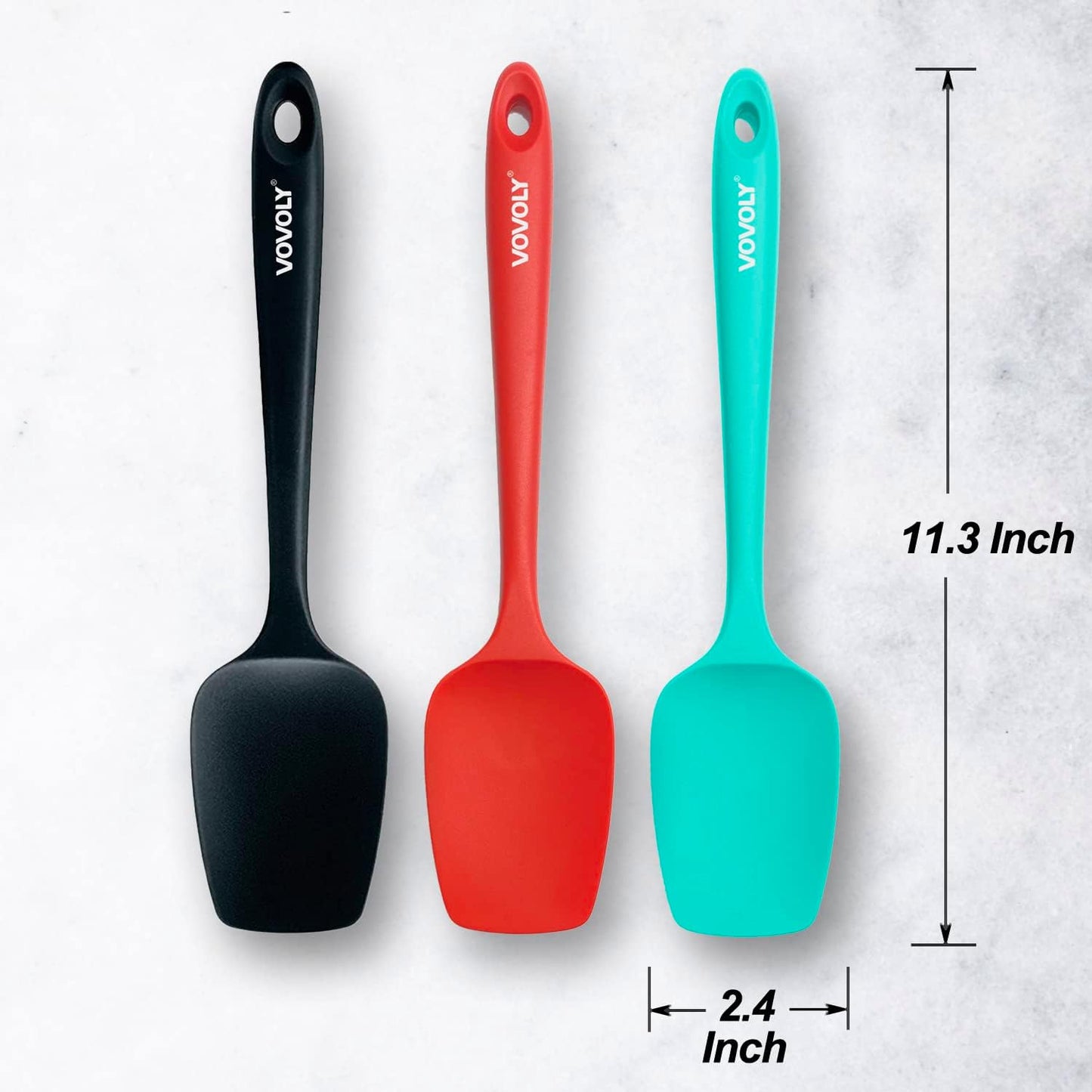 Silicone Spatula Set, High Heat Resistan Rubber Spoon Spatula, Non-Stick Spoonula with Seamless One Piece Design, Flexible Scrapers Baking Mixing Tool,3 Pack, Black