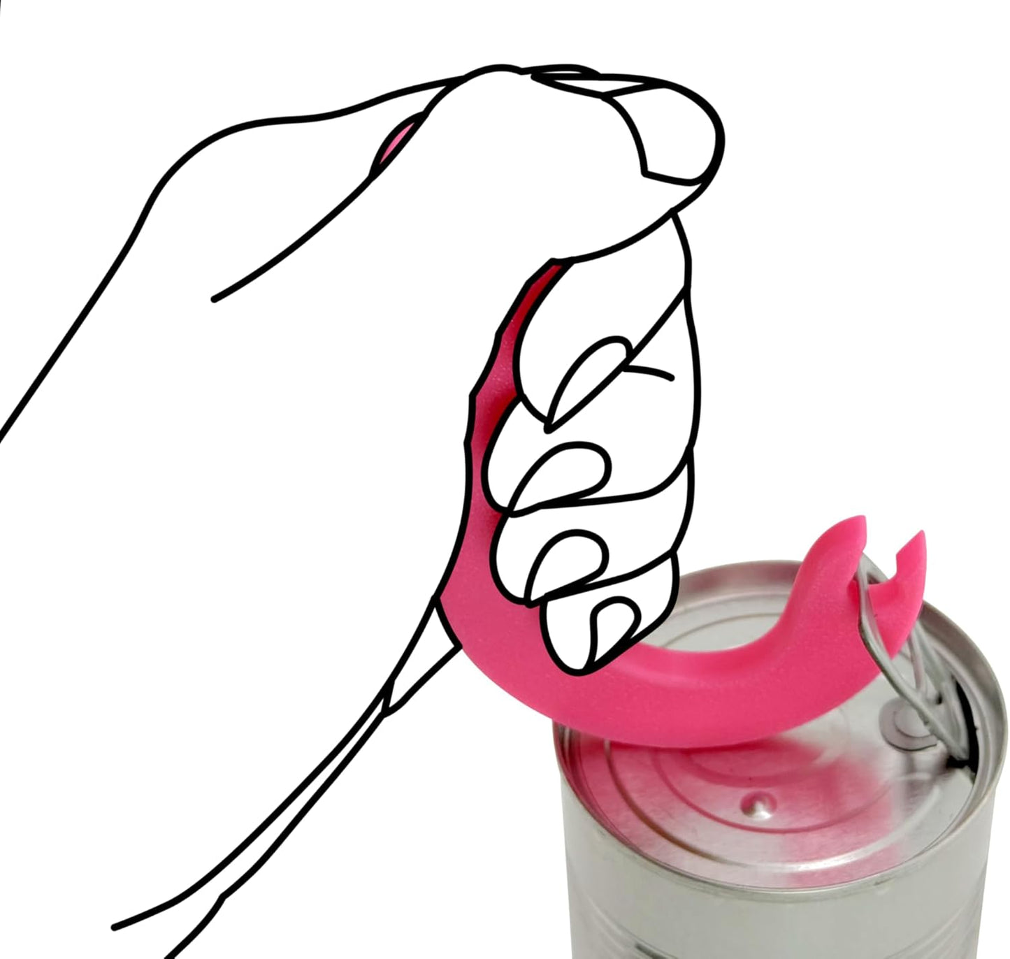 Can Tab Opener, Hook Tab Lifter by Intulon, Manual Ring Puller for Soup, Beans, and Pet Food Cans, Kitchen Gadget (2 Pack Pink)