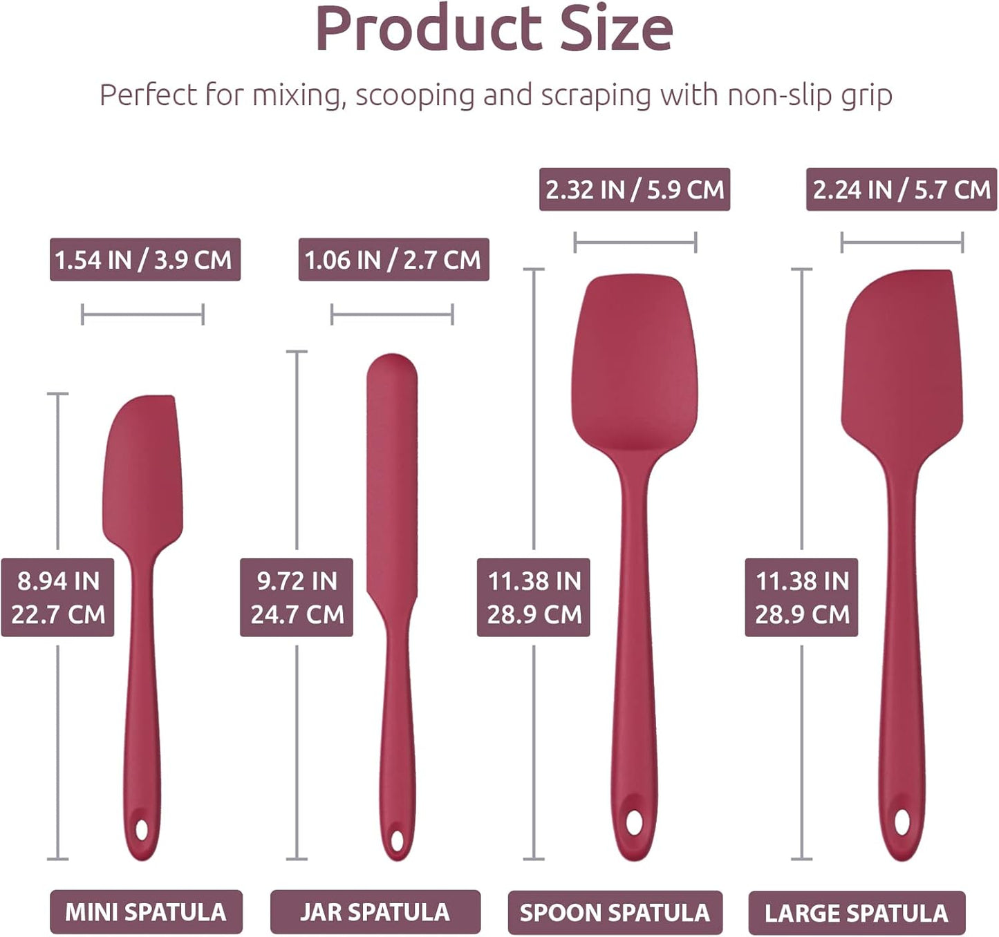 Heat Resistant Silicone Spatula Set: U-Taste 600ºF High Temp Seamless Food Grade Utensil, Flexible Rubber Silicon Kitchen Cooking Mixing Baking Scraper for Nonstick Cookware Set of 4 (Aqua Sky)