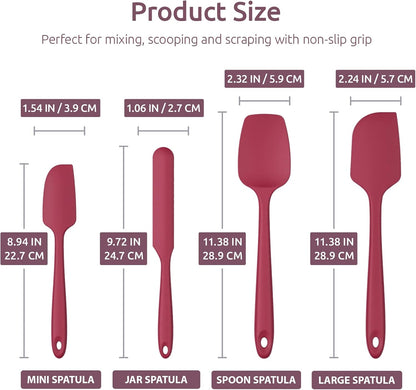 Heat Resistant Silicone Spatula Set: U-Taste 600ºF High Temp Seamless Food Grade Utensil, Flexible Rubber Silicon Kitchen Cooking Mixing Baking Scraper for Nonstick Cookware Set of 4 (Aqua Sky)