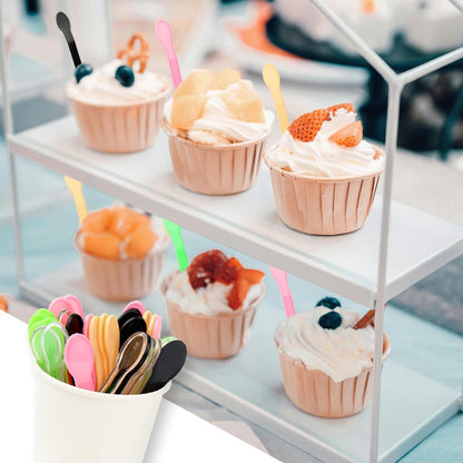 yuntop 100PCS Tasting Spoons Ice Cream Dessert Taster Spoons Plastic Mini Spoons Disposable Dessert Spoons for Miniature Dessert Cups, Sampling, Small Catering Supplies, Tasting Party (Clear)