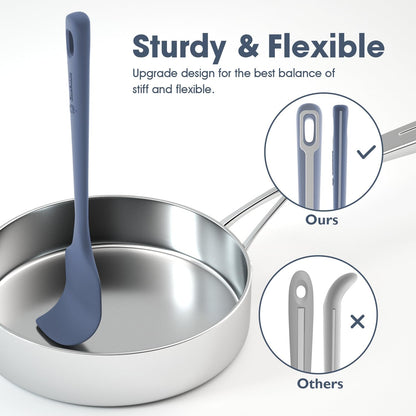 ChefAide 5 Pieces Silicone Spatula Set, Food Grade Rubber Spatula, Upgrade Strong Handle with Ergonomic Grip, Heat Resistant Up to 600°F for Nonstick Cookware, Cooking