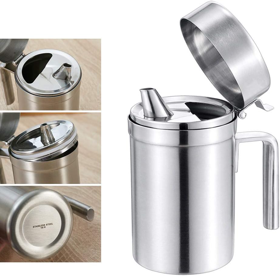 Olive Oil Dispenser, 550ML Stainless Steel Bottle with Lid, Leak Proof, Salad Dressing Storage, Cooking & BBQ
