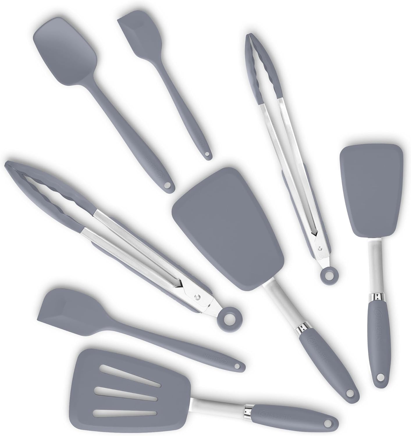 Silicone Spatulas Set Turners Tongs Cooking Utensils Set High Heat Resistant Kitchen Scraper Spatulas for Cooking Mixing Baking BPA Free Dishwasher Safe, Black