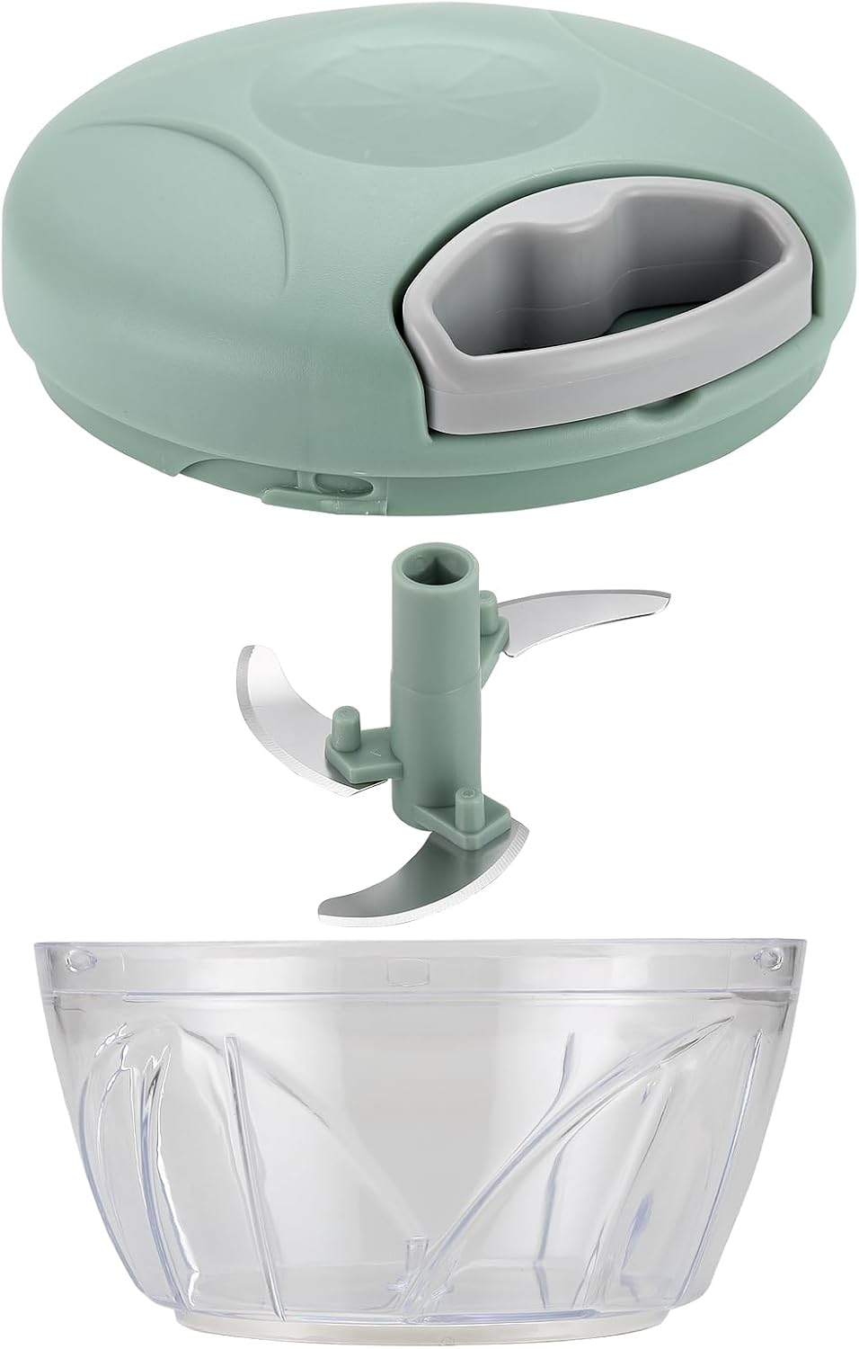 Hand Pull String Vegetable Chopper Food Processor - Garlic Mincer Onion Cutter for Ginger, Fruits, Nuts, Herbs (Green 500ml)