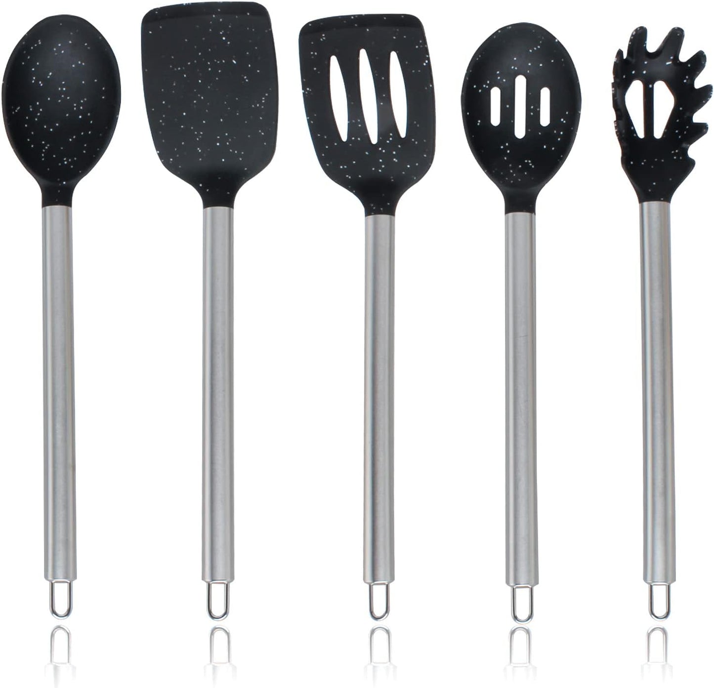 COOK WITH COLOR Silicone Cooking Utensils, Kitchen Utensil Set, Easy to Clean Silicone Kitchen Utensils, Cooking Utensils for Nonstick Cookware, Kitchen Gadgets Set, 10 Pieces, Green