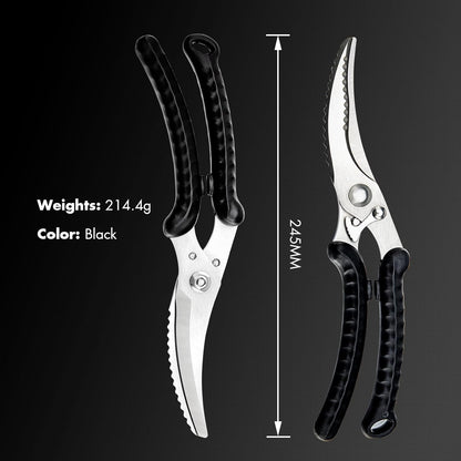 Poultry Shears, Heavy Duty Kitchen Shears With Anti-Slip Handle & Safety Lock, Poultry Scissors for Meat, Chicken, Bone,Turkey, Fish, Spring Loaded, Dishwasher Safe