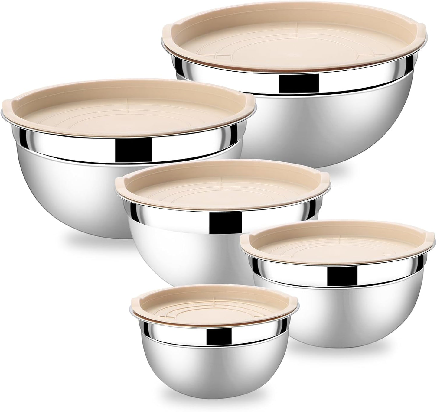 Lazycorner Stainless Steel Mixing Bowls with Airtight Lids Set of 7 Stainless Steel Bowls Set with 3 Grater Attachments Great for Serving & Baking