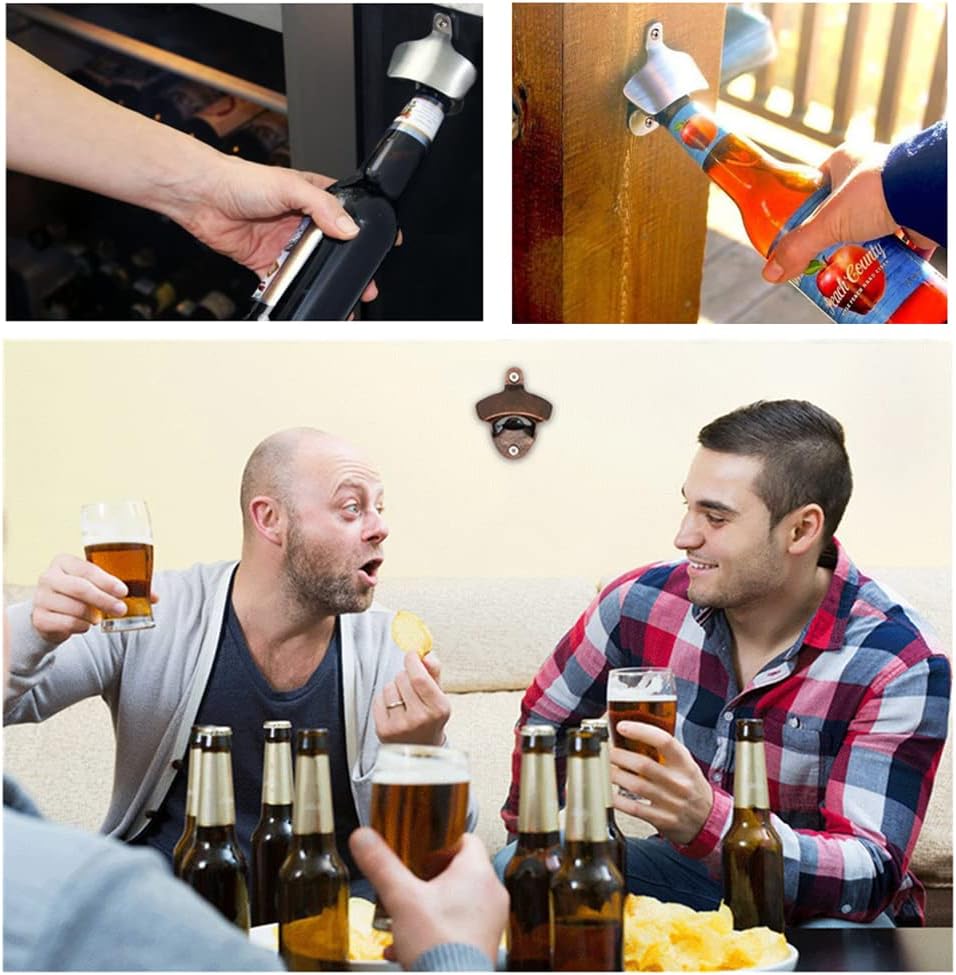 ANSLYQA 20 Pack Bottle Opener Wall Mounted, Vintage Beer Bottle Opener with Screws for Bars KTV Hotels Homes, (Bronze)