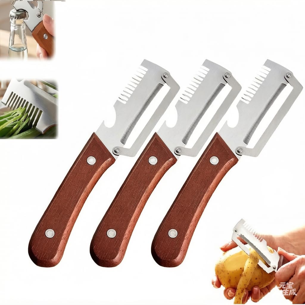 Multi-Functional Vegetable Peeler For The Kitchen, Stainless Steel Peeler With Wooden Handle And Bottle Opener, Kitchen Tool For Vegetables Or Fruits That Need To Be Peeled (1PCS)