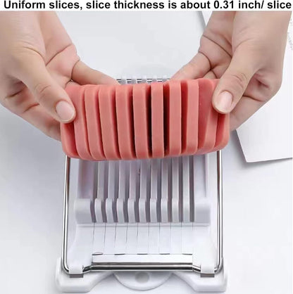 FENGCHEN Luncheon Meat Slicer, Spam Cutter with 10 Stainless Steel Wires, Slice Tool for Boiled Eggs, Banana, Avocado, White