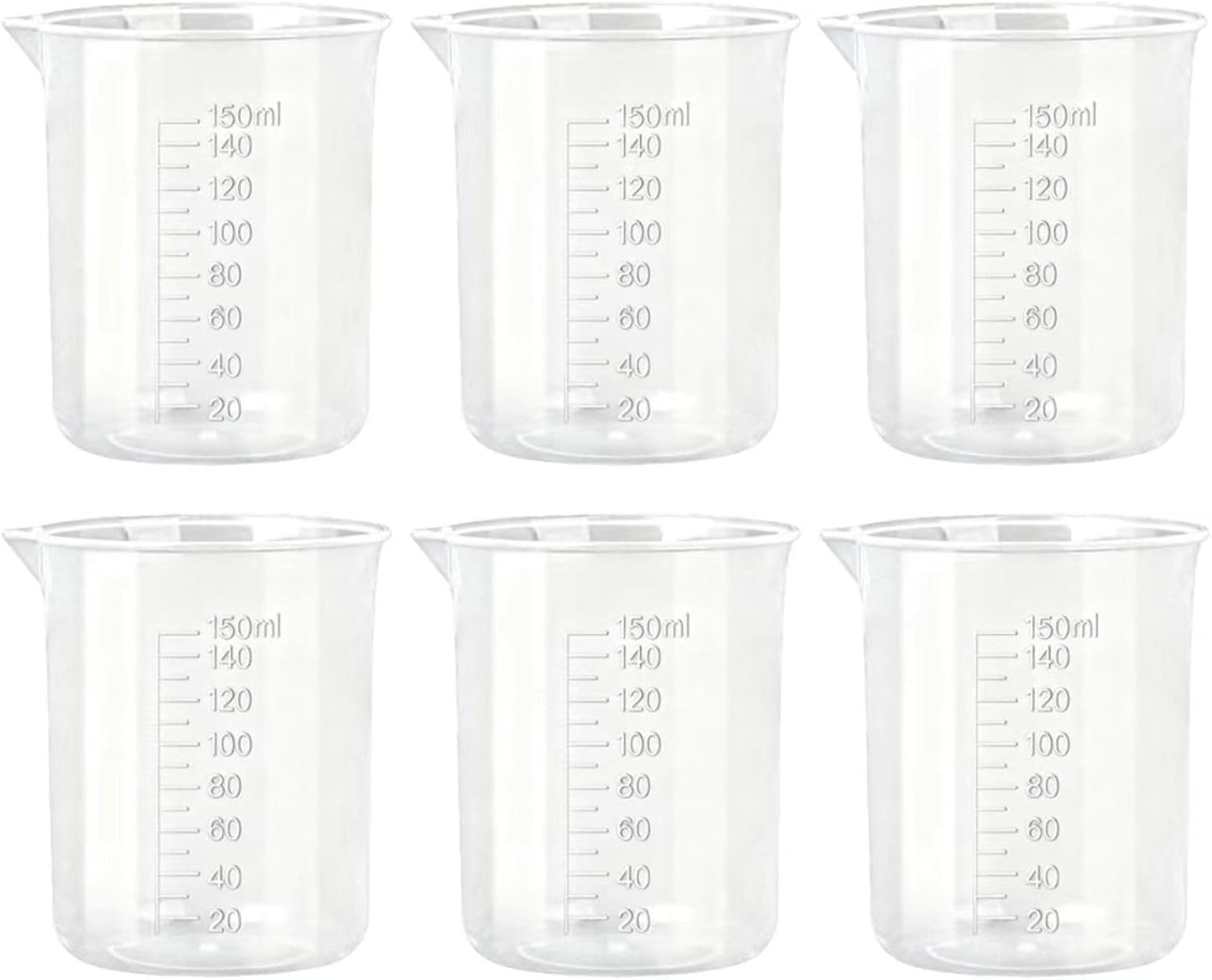 Plastic Measuring Cups, 100ml, Set of 15, for Liquid Measurement and Scientific Experiments