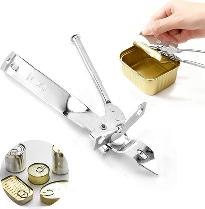 Can Opener Manual Safety Commercial Smooth Edge Can Opener, Heavy Duty Stainless Steel Hand Held Canned Open, Small Side Cut abrelatas, Multifunctional Bottle Open for Camping, Kitchen