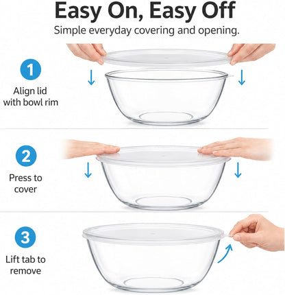 Large Glass Bowl for Sourdough Bread Making 6 QT Glass Mixing Bowl for Sourdough Bread with Lid Clear Breads Proofing Bowl with Covers Ideal for Kitchen Storage