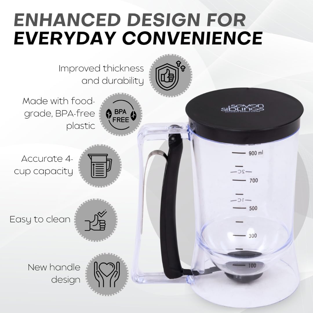 Batter Dispenser with Squeeze Handle - Pancake Batter Dispenser, Pancake Dispenser for Better, Cupcake Batter Dispenser, Pancake Pourer Dispenser, Pancake Mix Dispenser, Waffle Batter Dispenser