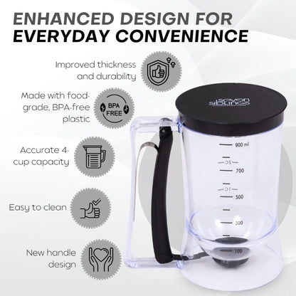Batter Dispenser with Squeeze Handle - Pancake Batter Dispenser, Pancake Dispenser for Better, Cupcake Batter Dispenser, Pancake Pourer Dispenser, Pancake Mix Dispenser, Waffle Batter Dispenser