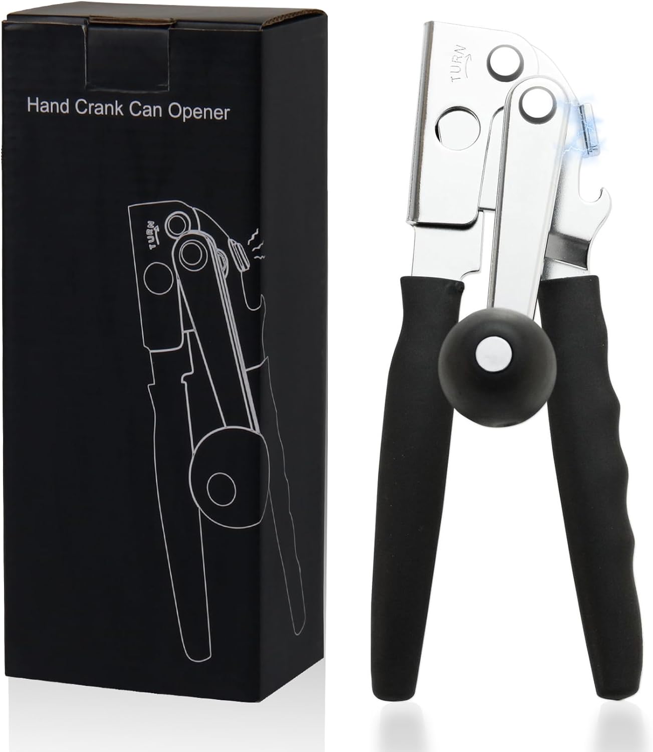 Commercial Can Opener, Stainless Steel Heavy Duty Manual Hand Crank Can Opener, with Comfortable Ergonomic Design Extra-long Handles, Large Handheld Smooth Can Open Easy for Big Cans, Red