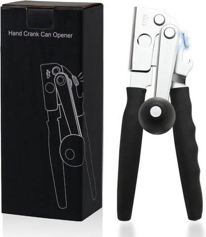 Commercial Can Opener, Stainless Steel Heavy Duty Manual Hand Crank Can Opener, with Comfortable Ergonomic Design Extra-long Handles, Large Handheld Smooth Can Open Easy for Big Cans, Red