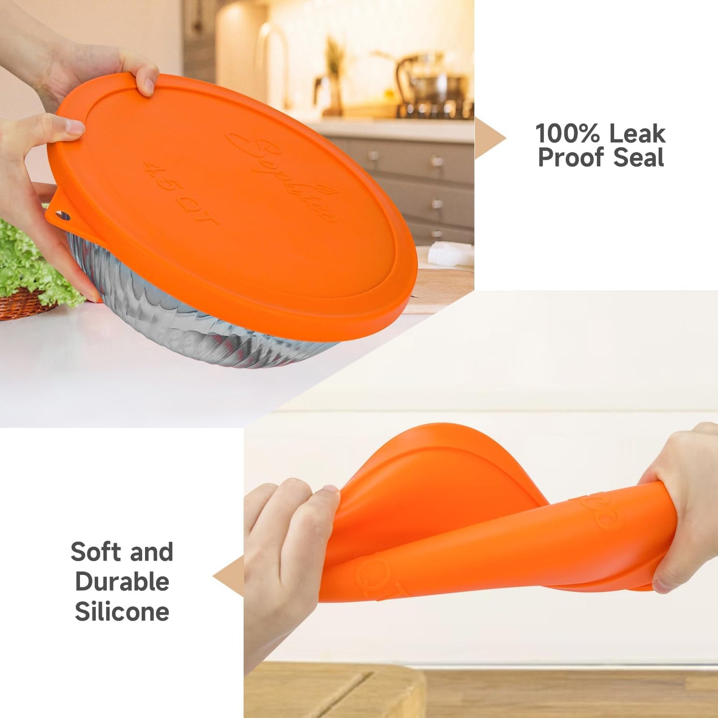 SOPHICO Silicone Replacement Lids for Pyrex Sculpted Glass & Tinted Glass Bowls Mixing Bowls（4 size）